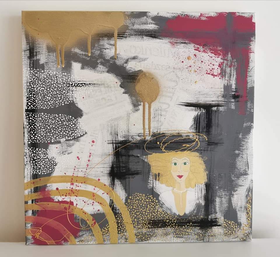 Tamara-Kusovac-Iz-ciklusa-U-zapisu-vremena-akrilik-40x40-cm-2020. Izložba slika i asamblaža "Odlomci vremena" Tamare Kusovac i Ivane Martić