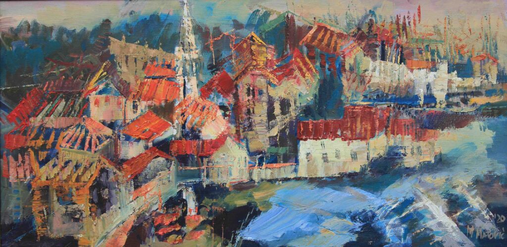 Budva-ulje-na-platnu-40x80cm-2020.-1024x500 Izložba "Na krovovima grada" Milice Matović