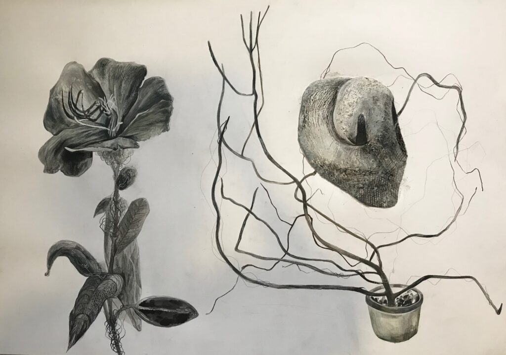 Повезаност-100x70-цм-комбинована-техника-2019.год-1024x718 "Iru", samostalna izložba umetnice Viktorije Zdravković