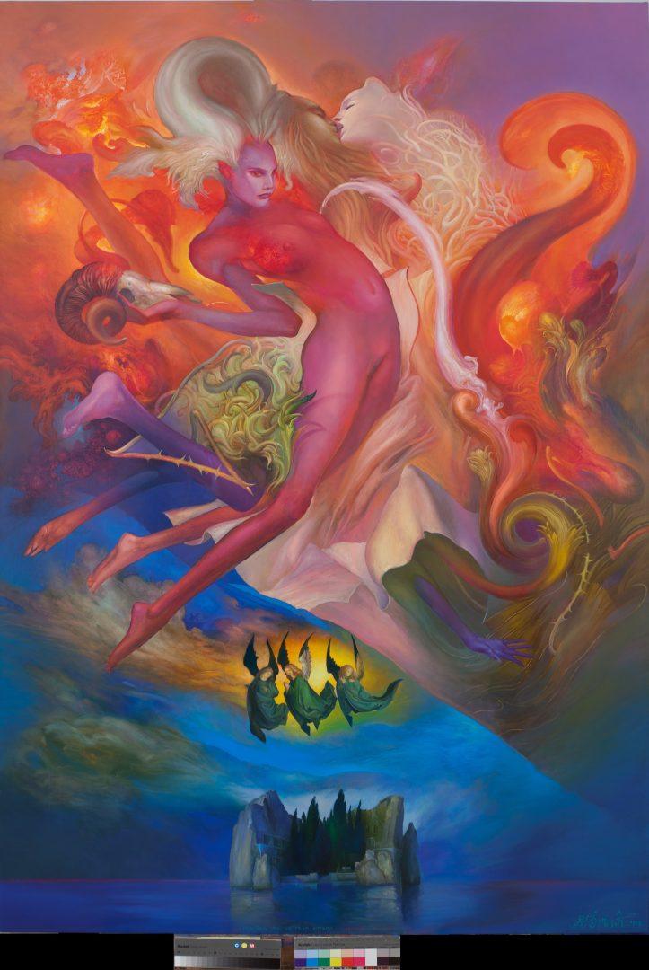 POLJUBAC-NAD-OSTRVOM-MRTVIH195x130-cmulje-na-platnu2013-723x1080 Izložba slika Željka Đurovića u Likovnoj galeriji Zadužbine Ilije M. Kolarca